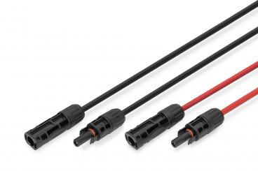 Solarkabel Verlängerung 5 m, 6 mm², MC4-Anschluss, PV-Kabel 1500 V DC, UV-beständig & wetterfest, 2 Kabel, 1x Schwarz, 1x Rot 