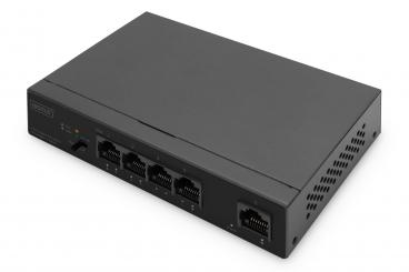4+1-Port Gigabit PoE Netzwerkswitch, Desktop, unmanaged, 1 Uplink Port RJ45, 60 W, af/at 